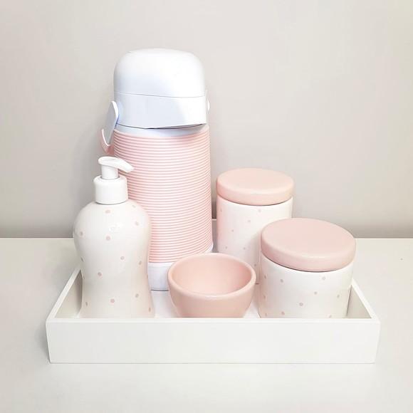 Kit Higiene 23x29cm Poás Rosé e Branco - Térmica Alinhavada