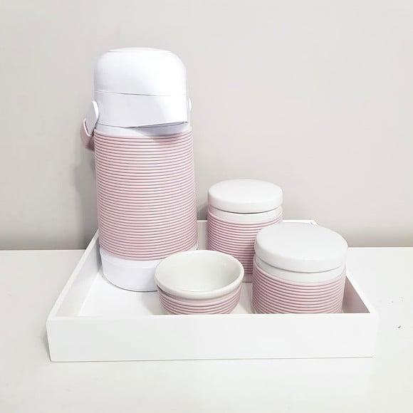 Kit Higiene 23x29cm Rosa Antigo Alinhavado