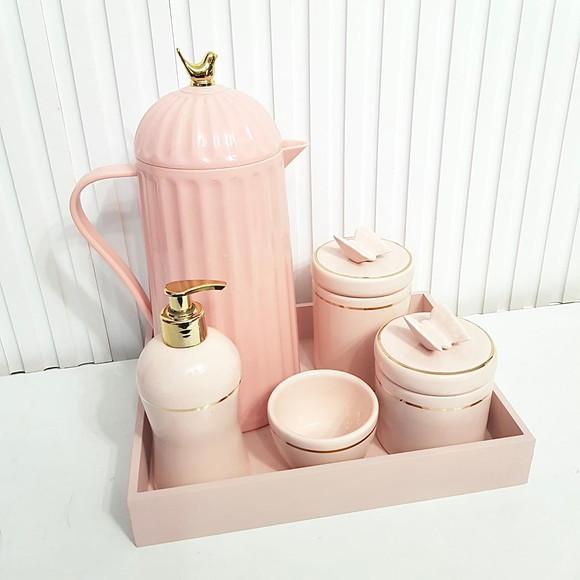 Kit Higiene 23x29cm Rosé Filete Dourado c/ Borboleta