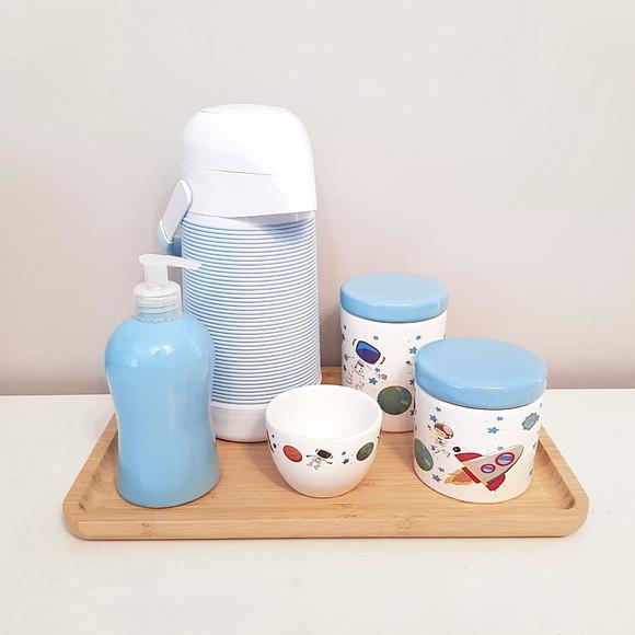 Kit Higiene 23x33cm Astronauta Azul Bebê - Térm. Alinhavada