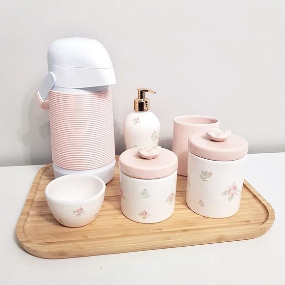 Kit Higiene 23x33cm Floral com Aplique Rosé - Alinhavada