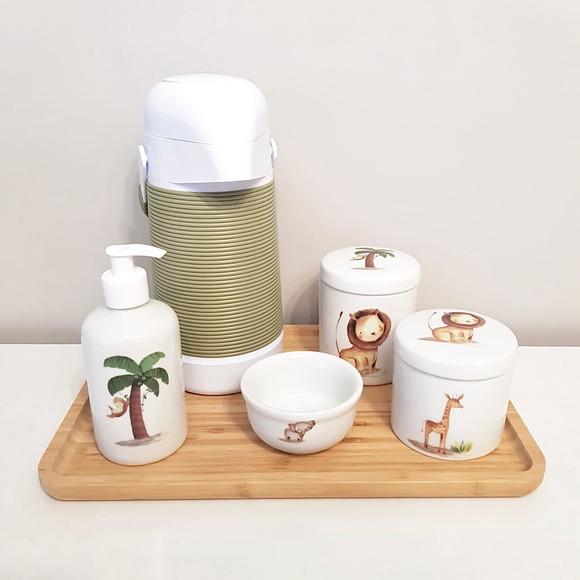 Kit Higiene 23x33cm Verde Oliva Safári (animais da Selva)