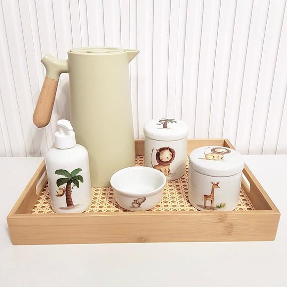Kit Higiene 28x38cm Safári - Bandeja Palhinha