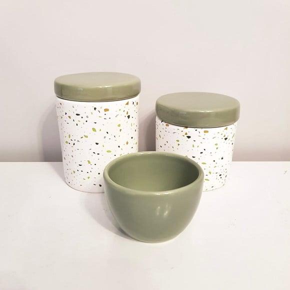 Kit Higiene 3 Pçs Granilite Verde Militar /oliva - Molh Lisa