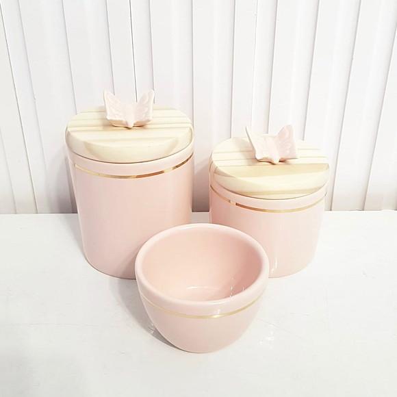 Kit Higiene 3 Pçs Rosé Filete Dourado + Borboleta - Pinus