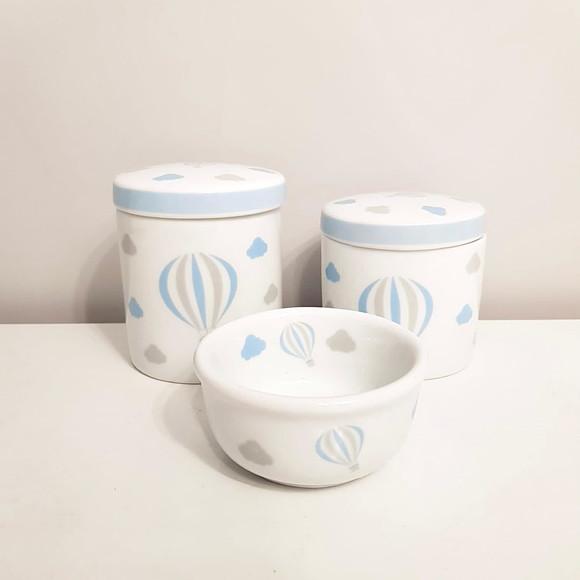 Kit Higiene 3 Peças Balão Azul (porcelana)