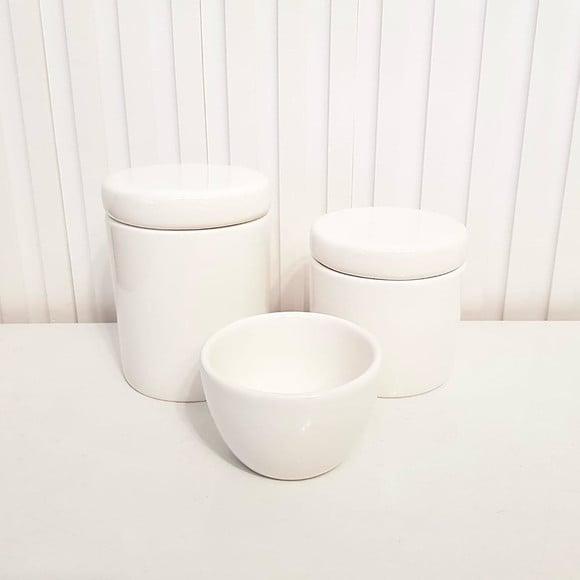 Kit Higiene 3 Peças Branco - Tampa de Cerâmica