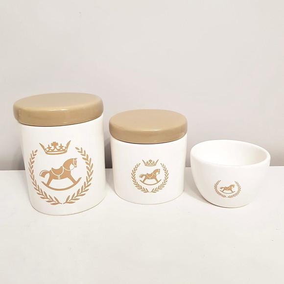 Kit Higiene 3 Peças Cavalinho Marrom Cáqui