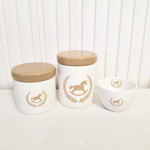 Kit Higiene 3 Peças Cavalinho Marrom Cáqui