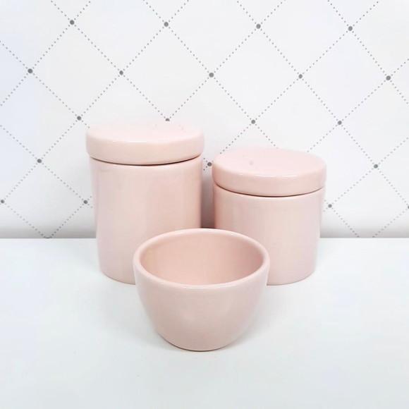 Kit Higiene 3 Peças Cerâmica Rosé