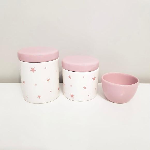 Kit Higiene 3 Peças Estrelinhas Rosa