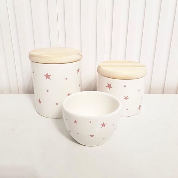 Kit Higiene 3 Peças Estrelinhas Rosa - Pinus