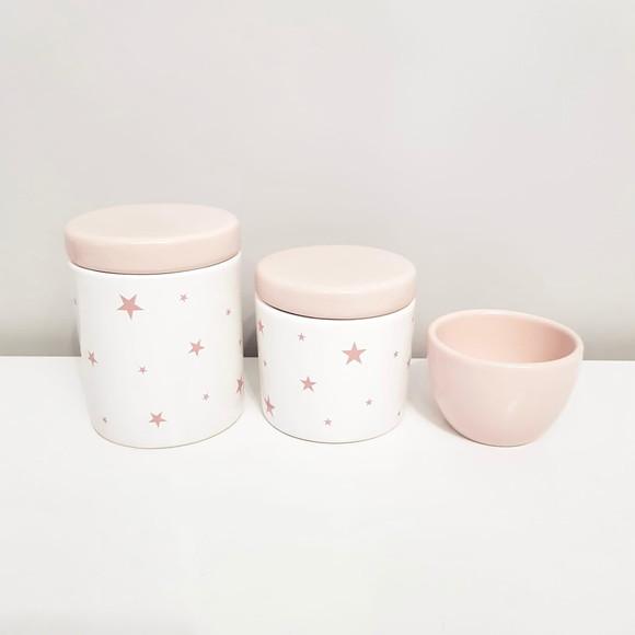 Kit Higiene 3 Peças Estrelinhas Rosa
