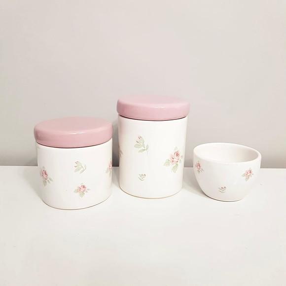Kit Higiene 3 Peças Floral - Tampa Lisa
