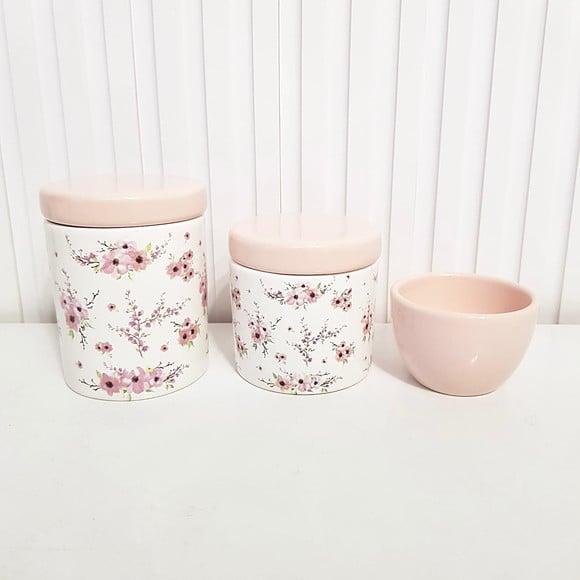 Kit Higiene 3 Peças Floral Cerejeira Rosa Rosé