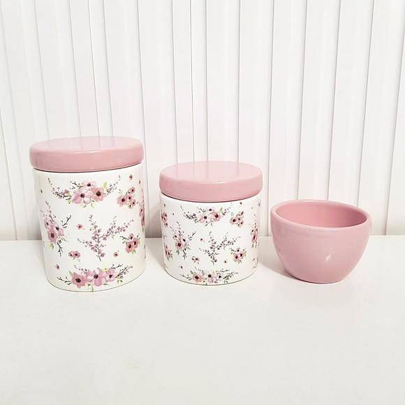 Kit Higiene 3 Peças Floral Cerejeira Rosa Bebê