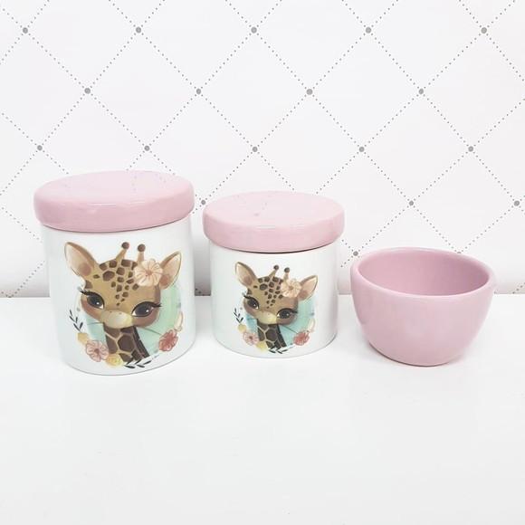 Kit Higiene 3 Peças Girafinha - Tampas Cerâmica