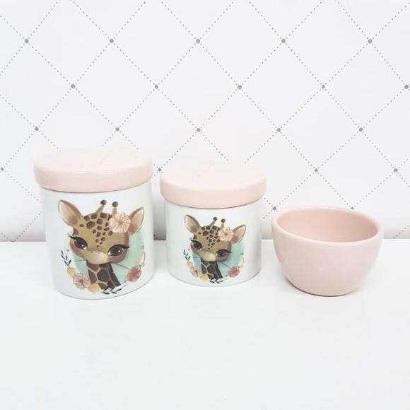 Kit Higiene 3 Peças Girafinha - Tampas Cerâmica
