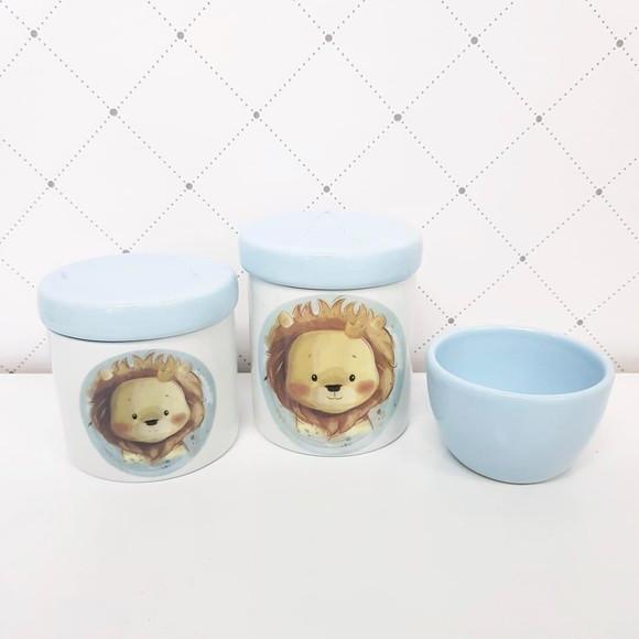 Kit Higiene 3 Peças Leãzinho - Azul Antigo