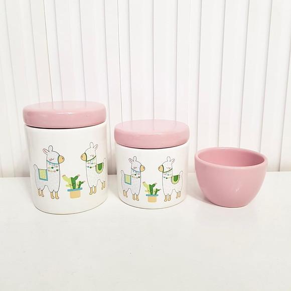 Kit Higiene 3 Peças Lhama Rosa Bebê ou Rosé