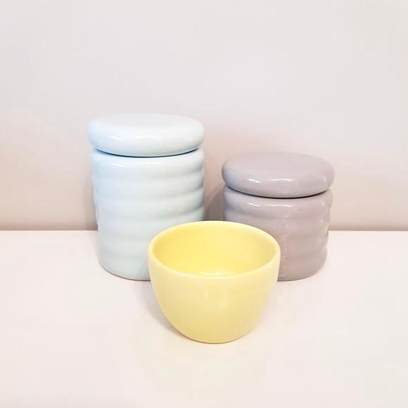 Kit Higiene 3 peças Ondulado Candy - Azul + Cinza + Amarelo