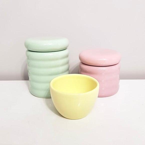 Kit Higiene 3 Peças Ondulado Candy - Verde Rosa Bebê Amarelo