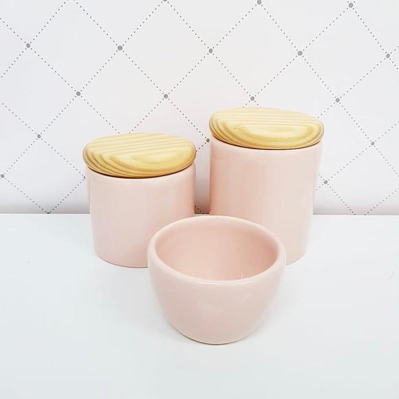 Kit Higiene 3 Peças Rosé - Tampinha de Madeira