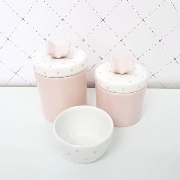 Kit Higiene 3 Peças Rosé e Poás Rosé - Aplique Borboleta