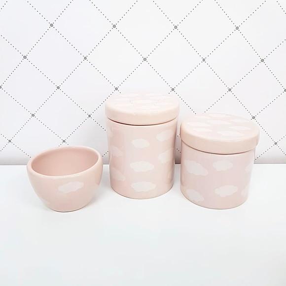 Kit Higiene 3 Peças Rosé Estampa Nuvens