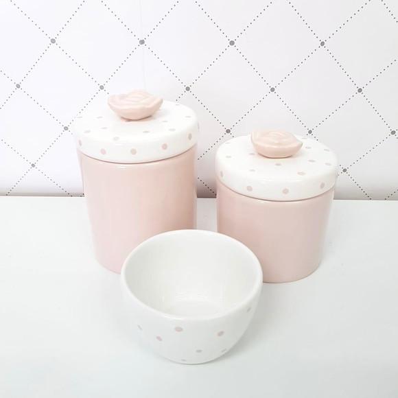 Kit Higiene 3 Peças Rosé e Poás Rosé - Aplique Rosinha