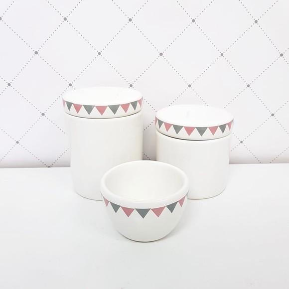 Kit Higiene 3 Peças Varalzinho Cinza e Rosa