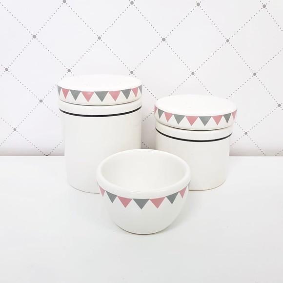 Kit Higiene 3 Peças Varalzinho Cinza e Rosa