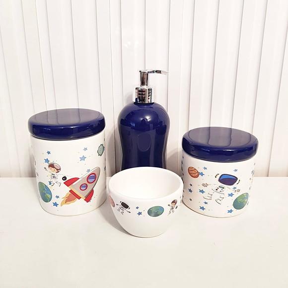 Kit Higiene 4 Peças Astronauta Azul Marinho