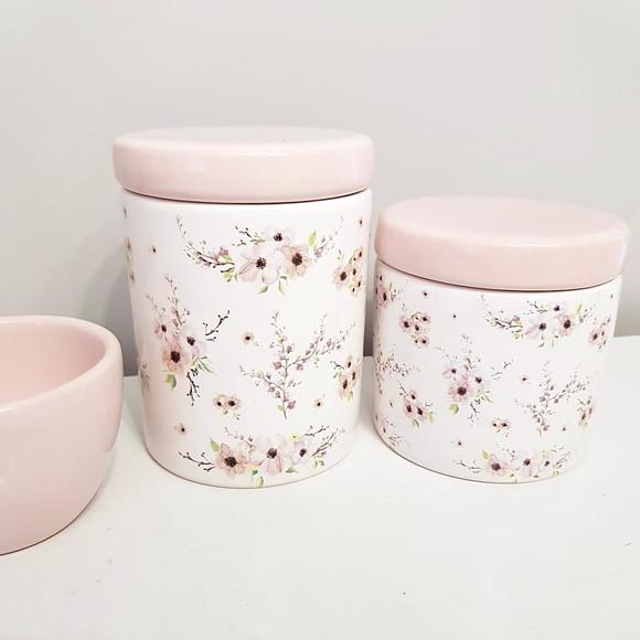 Kit Higiene 4 Peças Floral Cerejeira Rosa Rosé
