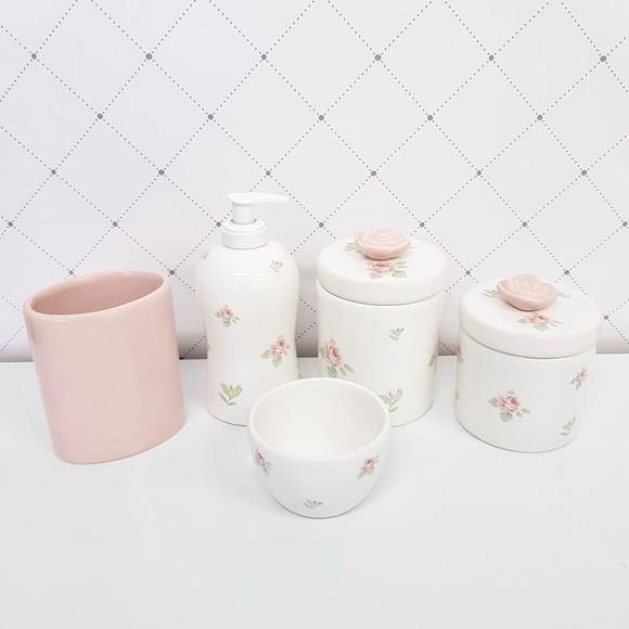 Kit Higiene 5 Peças Floral Rosé