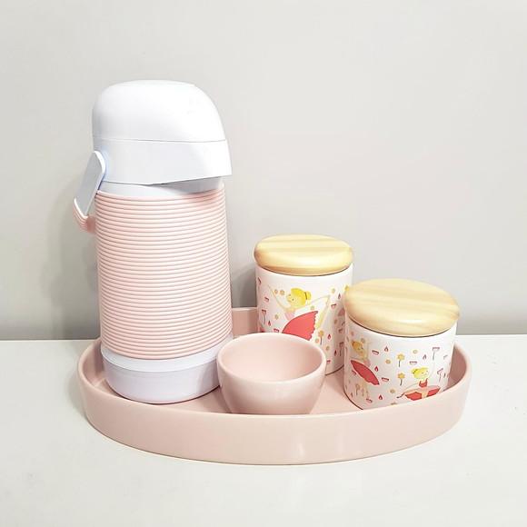 Kit Higiene Bailarina Rosé - Bandeja Oval + Térm Alinhavada