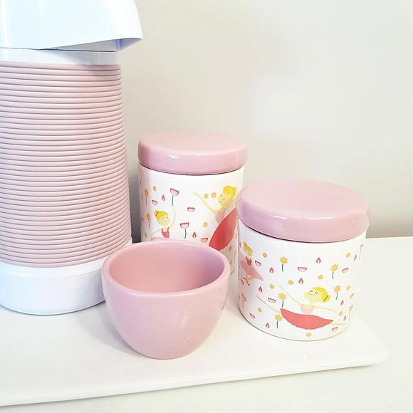 Kit Higiene Bailarina Rosa - Bandeja Reta + Térm Alinhavada