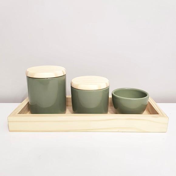 Kit Higiene Bebê 13x33cm Verde Militar Oliva Madeira Pinus