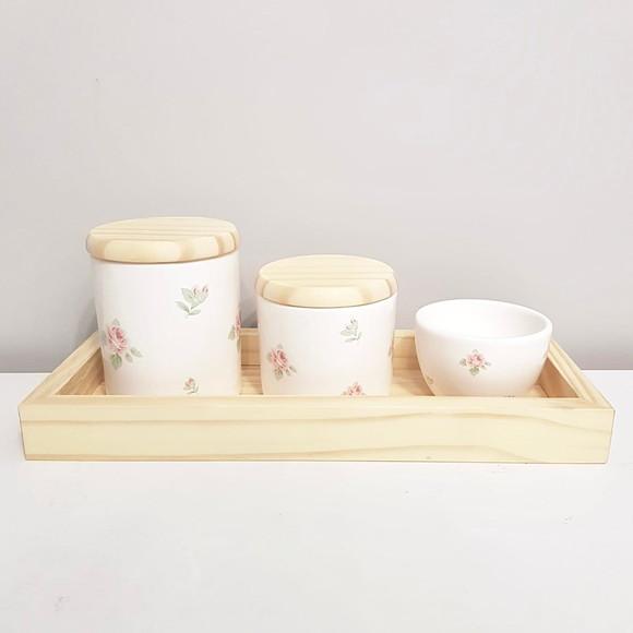 Kit Higiene Bebê 13x33cm Floral Madeira Pinus