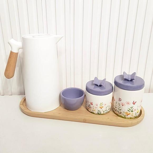 Kit Higiene Bebê 16x44cm Jardim Encantado Floral Lilás /roxo