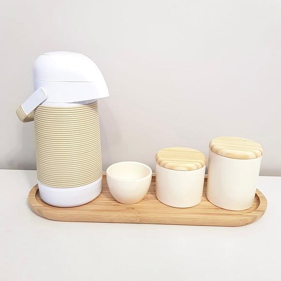 Kit Higiene Bebê 16x44cm Creme Bege Pinus - Alinhavada