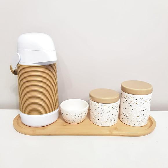 Kit Higiene Bebê 16x44cm Granilite Bege + Marrom Caramelo