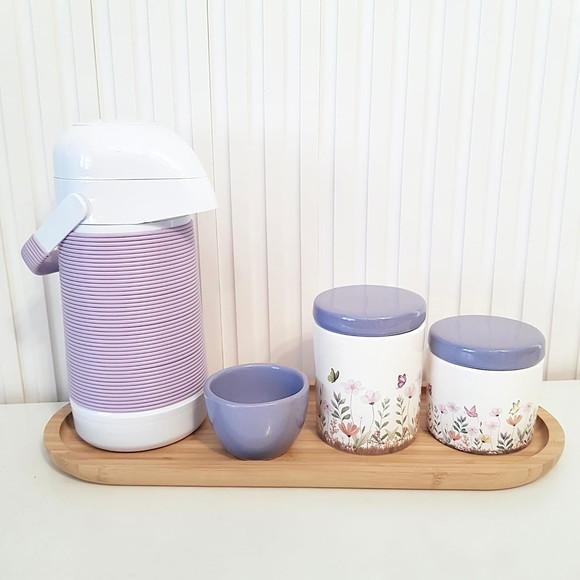 Kit Higiene Bebê 16x44cm Jardim Encantado Floral Lilás /roxo