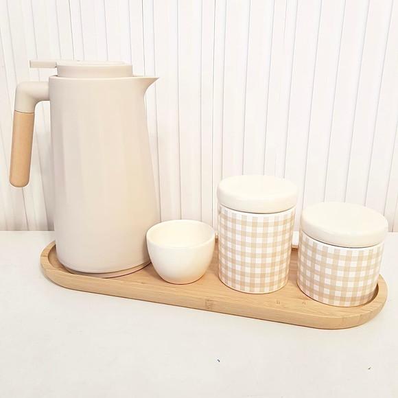 Kit Higiene Bebê 16x44cm Xadrez Vichy Bege e Creme - Unique