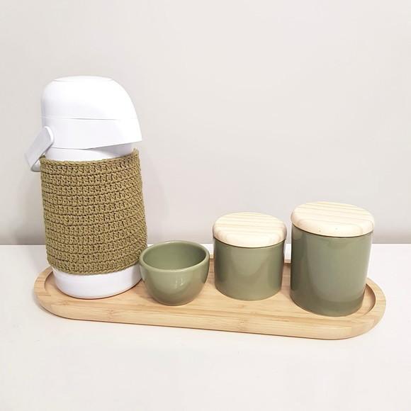 Kit Higiene Bebê 16x44cm Verde Militar/oliva -térmica Crochê