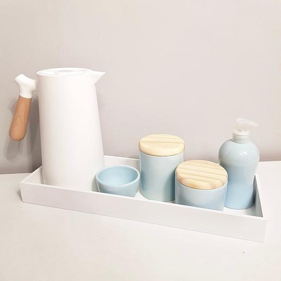 Kit Higiene Bebê 16x45cm Azul Antigo e Branco -térm. Nórdica