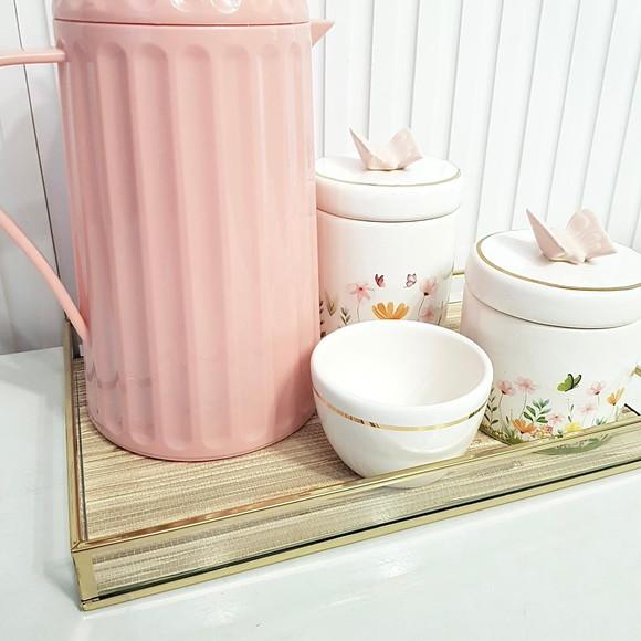 Kit Higiene Bebê 20x30cm Jardim Encantado Rosa e Dourado