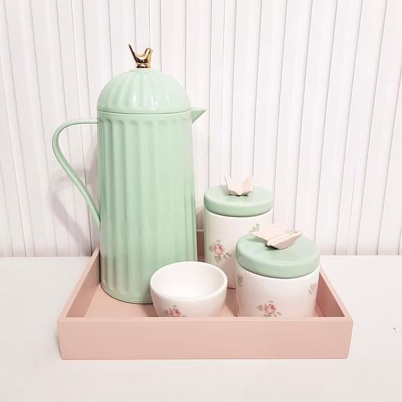 Kit Higiene Bebê 23x29cm Floral Rosé e Verde - Térmica Bird