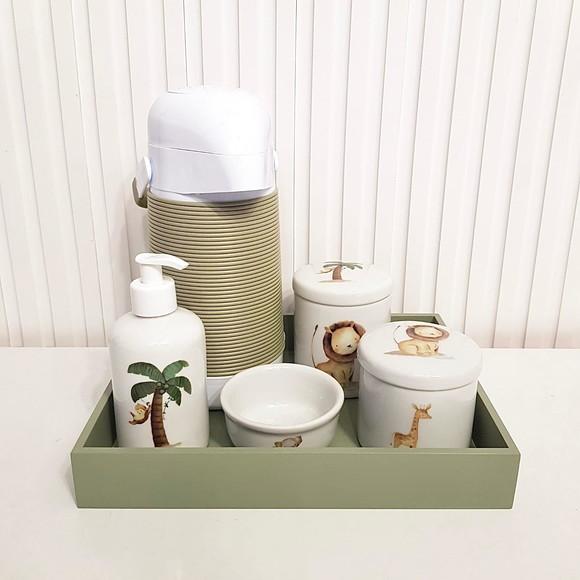 Kit Higiene Bebê 23x29cm Safári Verde Oliva