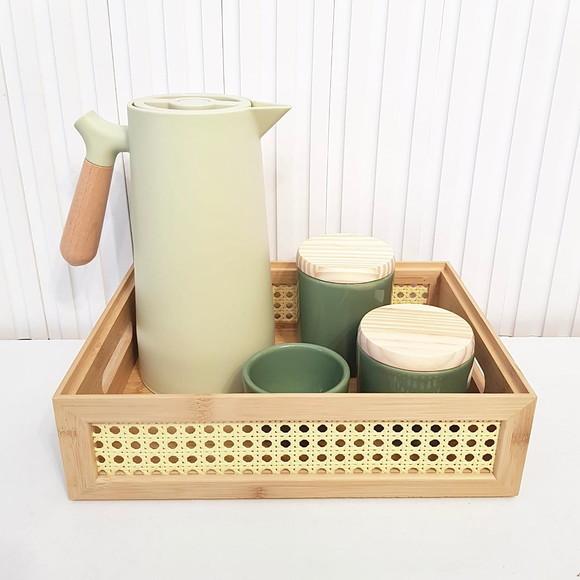 Kit Higiene Bebê 22x33cm Palhinha Verde Militar/oliva Bambu
